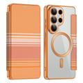Samsung Galaxy S26 Ultra Elegante magnetische Flip-hülle mit RFID-Kartenfächern - Orange