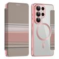 Samsung Galaxy S26 Ultra Elegante magnetische Flip-hülle mit RFID-Kartenfächern - Pink