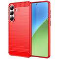 Samsung Galaxy S26+ Gebürstete TPU Hülle - Karbonfaser - rot