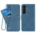 Samsung Galaxy S26+ Elegante retro wallet hülle mit drehbarem Kartenhalter und Standfunktion - Blau