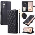 Samsung Galaxy S26+ Luxus Gesteppte Wallet Hülle - schwarz