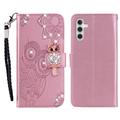 Samsung Galaxy S26+ Eule Strass Wallet Hülle - Roségold