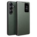 Samsung Galaxy S26+ Qialino Smart View Leder Flip Hülle - Grün