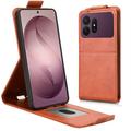 Samsung Galaxy S27 Pro Vertikal Flip Hülle mit Ständer - Braun