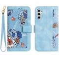 Samsung Galaxy S27+ Brieftaschen-Hülle mit Blumenmuster mit Kartenfächern - Baby Blau