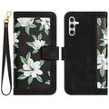Samsung Galaxy S27+ Brieftaschen-Hülle mit Blumenmuster mit Kartenfächern - Schwarz
