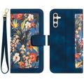 Samsung Galaxy S27+ Brieftaschen-Hülle mit Blumenmuster mit Kartenfächern - dunkelblau