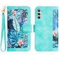 Samsung Galaxy S27+ Brieftaschen-Hülle mit Blumenmuster mit Kartenfächern - Grün
