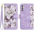 Samsung Galaxy S27+ Brieftaschen-Hülle mit Blumenmuster mit Kartenfächern - hell lila