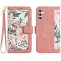 Samsung Galaxy S27+ Brieftaschen-Hülle mit Blumenmuster mit Kartenfächern - Rosa