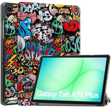 Samsung Galaxy Tab A11+ Tri-Fold Serie Smart Folio Hülle - Graffiti