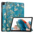 Samsung Galaxy Tab A9 Tri-Fold Serie Smart Folio Hülle - Weiß Blumen