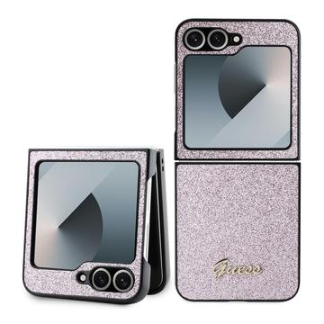 Samsung Galaxy Z Flip6/Z Flip7 FE Guess Glitter Flakes Metal Logo Hybrid Hülle - Rosa
