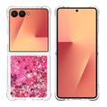 Samsung Galaxy Z Flip7 Glitter Quicksand TPU Hülle - rosa Herzen