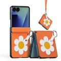 Samsung Galaxy Z Flip8 Dux Ducis Luvy Hülle mit Fingerring/Handschlaufe - Orange / Gänseblümchen