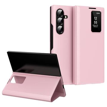 Samsung Galaxy Z Fold7 Smart Clear View Flip Hülle mit Kartenschlitz - Rosa
