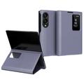 Samsung Galaxy Z Fold8 Smart Clear View Flip Hülle mit Kartenschlitz - grau lila