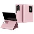 Samsung Galaxy Z Fold8 Smart Clear View Flip Hülle mit Kartenschlitz - Rosa