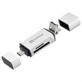 Sandberg SD / MicroSD Kartenleser - USB-A / USB-C / MicroUSB - Silber
