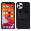 iPhone 11 Pro Max Silikonhülle mit AirPods Pro Cover - Schwarz
