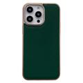 Silky Serie iPhone 14 Pro Max Leder Beschichtet Hülle - Grün