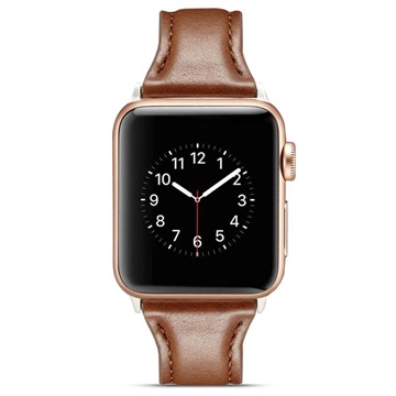 Apple Watch Series Ultra 2/Ultra/9/8/SE (2022)/7/SE/6/5/4/3/2/1 Schmales Lederband - 49mm/45mm/44mm/42mm - Kaffee