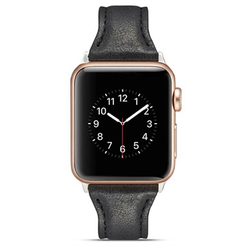 Apple Watch Series 8/SE (2022)/7/SE/6/5/4/3/2/1 Schmales Lederband - 41mm/40mm/38mm - Schwarz