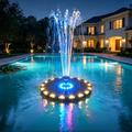 Solarbetriebener Schwimmbrunnen - 7-farbige LED-Beleuchtung, 3.5-W-Wasserpumpe - 18cm Durchmesser