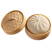 Einfarbiges Dumpling-Squishy-Stressspielzeug mit Dampfkorb - Weiß