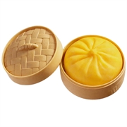 Einfarbiges Dumpling-Squishy-Stressspielzeug mit Dampfkorb - Gelb