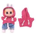 Einfarbiger Kapuzenpullover für Labubu Mini Figur 17cm - Hot Pink