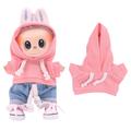 Einfarbiger Kapuzenpullover für Labubu Mini Figur 17cm - Rosa
