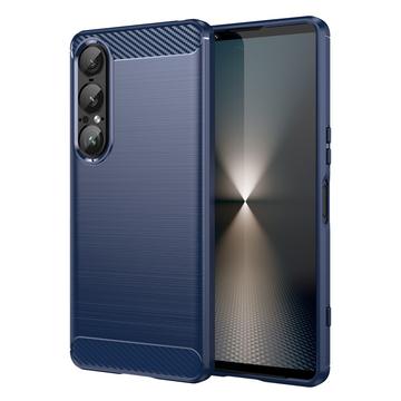 Sony Xperia 1 VII Gebürstete TPU Hülle - Karbonfaser - blau