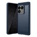 Sony Xperia 1 VIII Gebürstete TPU Hülle - Karbonfaser - blau