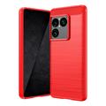 Sony Xperia 1 VIII Gebürstete TPU Hülle - Karbonfaser - rot