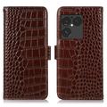 Sony Xperia 1 VIII Crocodile Serie Lederhülle mit Geldbörse mit RFID - Braun
