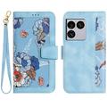 Sony Xperia 1 VIII Brieftaschen-Hülle mit Blumenmuster mit Kartenfächern
