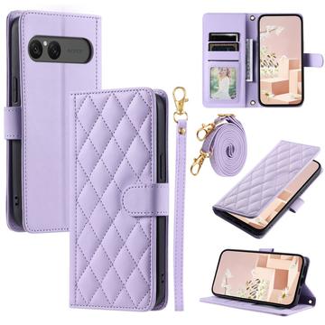 Sony Xperia 10 VII Luxus Gesteppte Wallet Hülle - lila