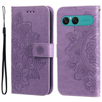 Sony Xperia 10 VII Mandala Serie Wallet Hülle - Purpur