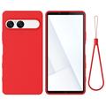 Sony Xperia 10 VIII Liquid Silikonhülle mit Handschlaufe - Rot