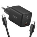 Spigen EE451EU Essential 45W GaN Pro USB-C-Wandladegerät mit 100W USB-C-Kabel - Schwarz
