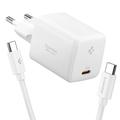 Spigen EE451EU Essential 45W GaN Pro USB-C-Wandladegerät mit 100W USB-C-Kabel - Weiß