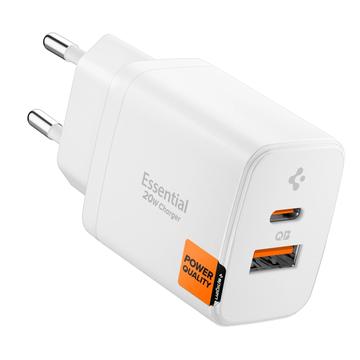 Spigen Essential EE202EU 2-Port Wand-Ladegerät 20W - Weiß