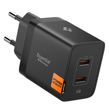Spigen Essential EE472EU Dual USB-C Schnelles Wandladegerät 47W - Schwarz