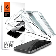 iPhone 15 Spigen Glas.tR Ez Fit Full Cover Panzerglas - 2 Stk. - Schwarz Rand