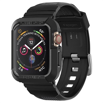 Spigen Rugged Armor Pro Apple Watch 9/8/SE (2022)/7/SE/6/5/4 TPU Hülle - 44mm/45mm - Schwarz