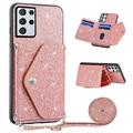 Samsung Galaxy S25 Ultra Stardust Hülle mit Kartensteckplatz - Rosa