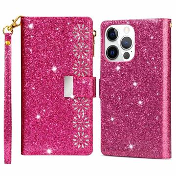 Starlight Serie iPhone 14 Pro Max Wallet Hülle - Hot Pink