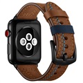 Apple Watch Series 9/8/SE (2022)/7/SE/6/5/4/3/2/1 Stitched Lederarmband - 41mm/40mm/38mm - Braun