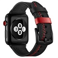 Apple Watch Series Ultra 2/Ultra/9/8/SE (2022)/7/SE/6/5/4/3/2/1 Stitched Lederarmband - 49mm/45mm/44mm/42mm - Schwarz